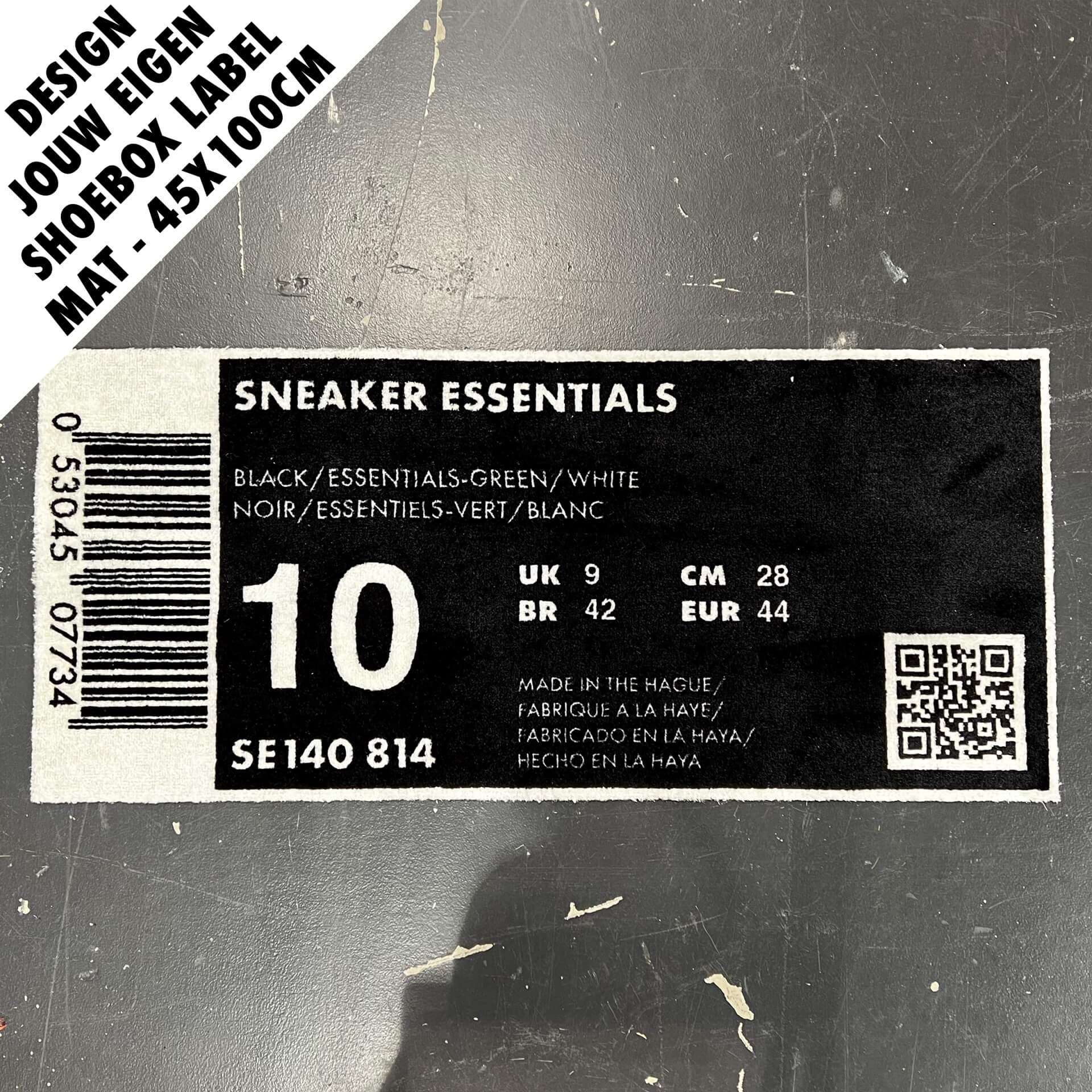 Gepersonaliseerde shoebox matenlabel mat - maak jouw eigen vloerkleed! - Sneaker Essentials